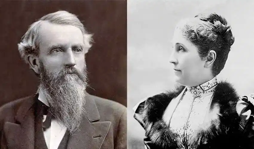 Historic black and white portrait of George and Phoebe Hearst, early landowners in Glen Ellen, California